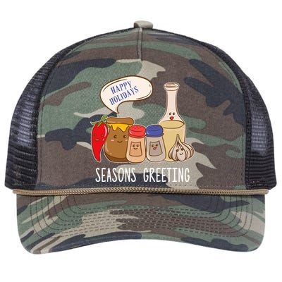 Seasons Greetings Funny Christmas Humor Holiday Food Pun Gift Retro Rope Trucker Hat Cap