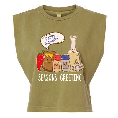 Seasons Greetings Funny Christmas Humor Holiday Food Pun Gift Garment-Dyed Women's Muscle Tee