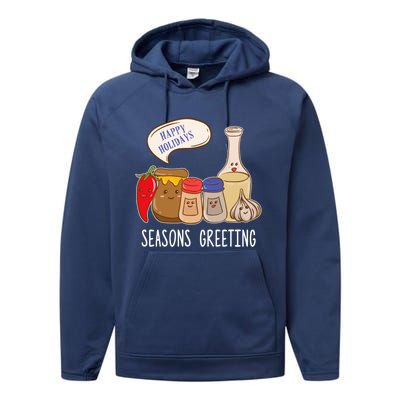 Seasons Greetings Funny Christmas Humor Holiday Food Pun Gift Performance Fleece Hoodie