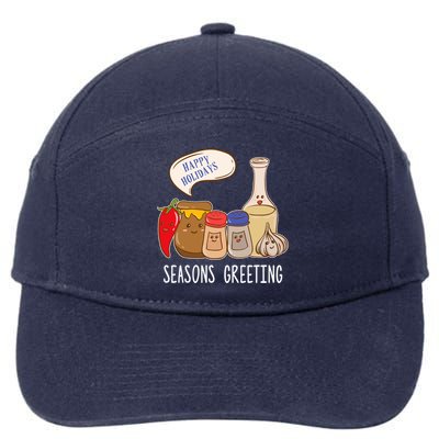 Seasons Greetings Funny Christmas Humor Holiday Food Pun Gift 7-Panel Snapback Hat