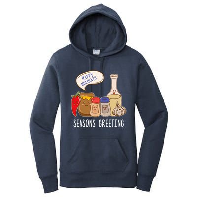 Seasons Greetings Funny Christmas Humor Holiday Food Pun Gift Women's Pullover Hoodie