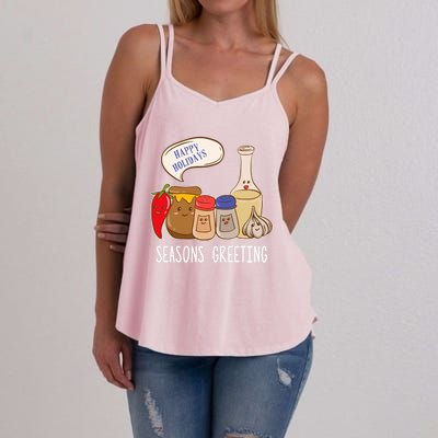 Seasons Greetings Funny Christmas Humor Holiday Food Pun Gift Women's Strappy Tank