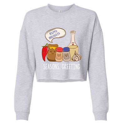 Seasons Greetings Funny Christmas Humor Holiday Food Pun Gift Cropped Pullover Crew