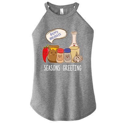 Seasons Greetings Funny Christmas Humor Holiday Food Pun Gift Women's Perfect Tri Rocker Tank