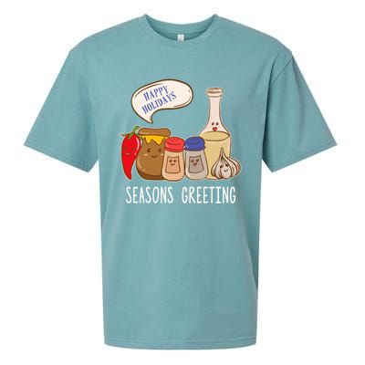 Seasons Greetings Funny Christmas Humor Holiday Food Pun Gift Sueded Cloud Jersey T-Shirt