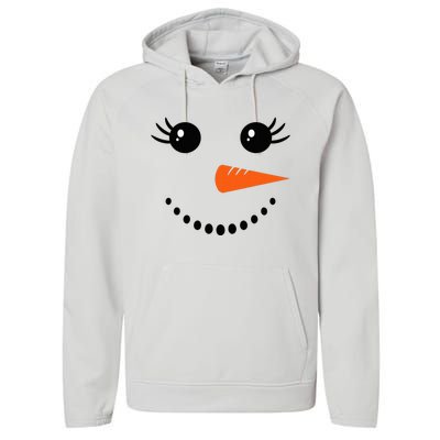 Snowman Girl Face Christmas Winter Performance Fleece Hoodie