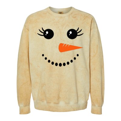 Snowman Girl Face Christmas Winter Colorblast Crewneck Sweatshirt