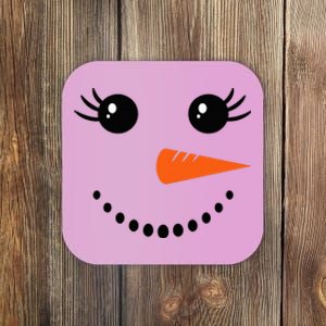 Snowman Girl Face Christmas Winter Coaster