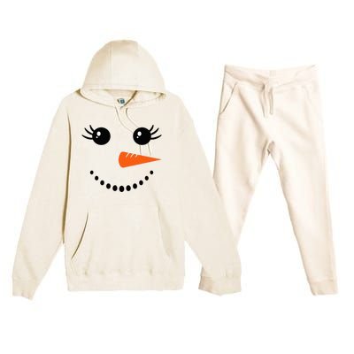 Snowman Girl Face Christmas Winter Premium Hooded Sweatsuit Set