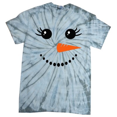 Snowman Girl Face Christmas Winter Tie-Dye T-Shirt