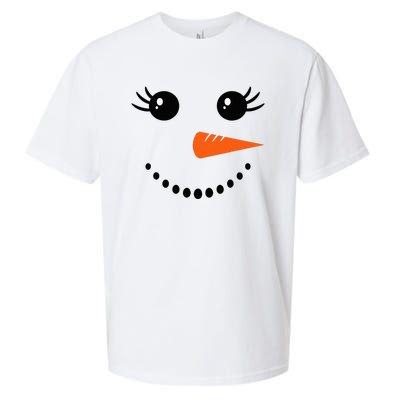 Snowman Girl Face Christmas Winter Sueded Cloud Jersey T-Shirt