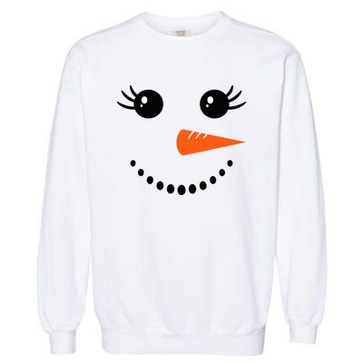 Snowman Girl Face Christmas Winter Garment-Dyed Sweatshirt