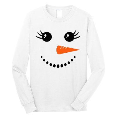 Snowman Girl Face Christmas Winter Long Sleeve Shirt