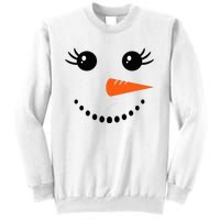 Snowman Girl Face Christmas Winter Sweatshirt