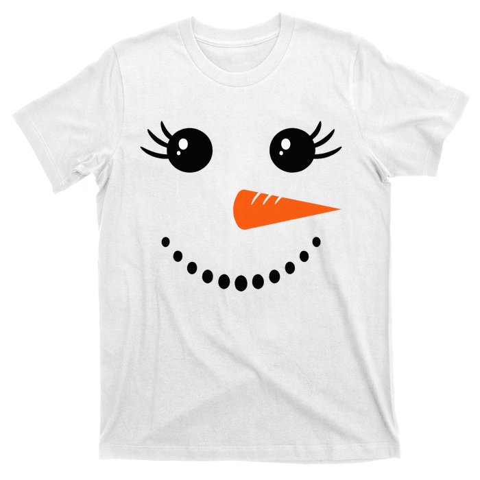 Snowman Girl Face Christmas Winter T-Shirt