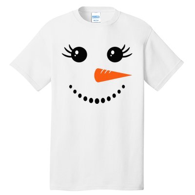 Snowman Girl Face Christmas Winter Tall T-Shirt