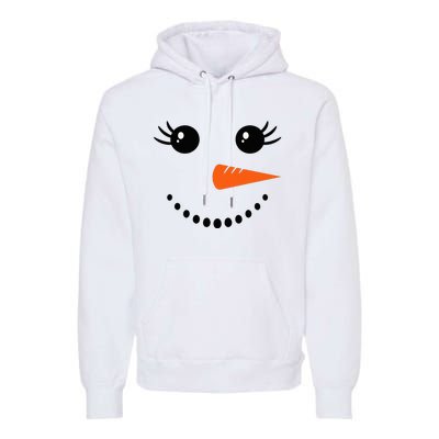 Snowman Girl Face Christmas Winter Premium Hoodie