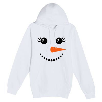 Snowman Girl Face Christmas Winter Premium Pullover Hoodie