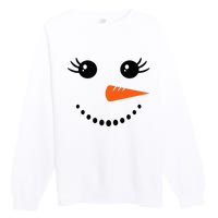 Snowman Girl Face Christmas Winter Premium Crewneck Sweatshirt