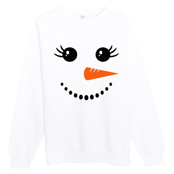 Snowman Girl Face Christmas Winter Premium Crewneck Sweatshirt