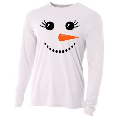 Snowman Girl Face Christmas Winter Cooling Performance Long Sleeve Crew