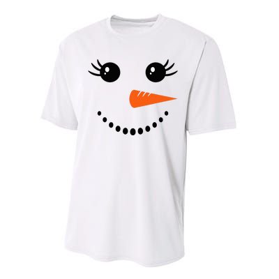 Snowman Girl Face Christmas Winter Performance Sprint T-Shirt