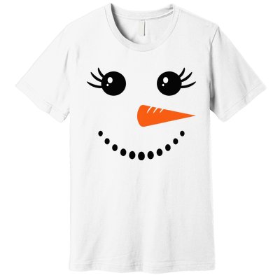 Snowman Girl Face Christmas Winter Premium T-Shirt