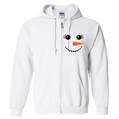 Snowman Girl Face Christmas Winter Full Zip Hoodie