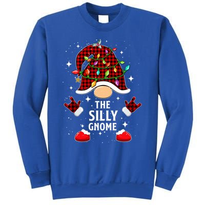 Silly Gnome Family Buffalo Plaid Christmas Light Pajama Gift Sweatshirt