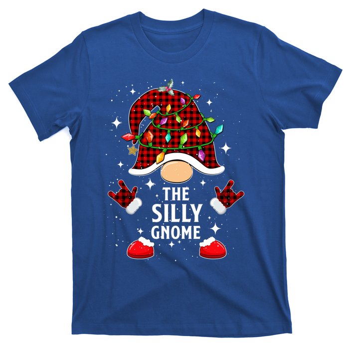 Silly Gnome Family Buffalo Plaid Christmas Light Pajama Gift T-Shirt