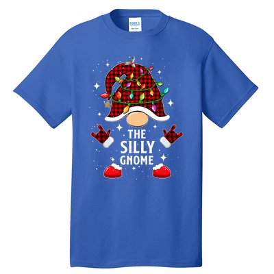 Silly Gnome Family Buffalo Plaid Christmas Light Pajama Gift Tall T-Shirt