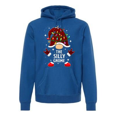 Silly Gnome Family Buffalo Plaid Christmas Light Pajama Gift Premium Hoodie