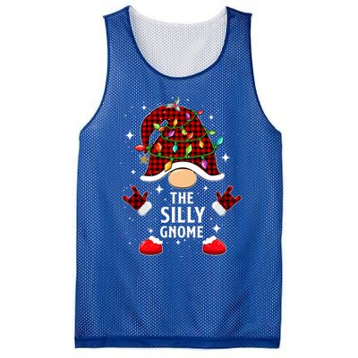 Silly Gnome Family Buffalo Plaid Christmas Light Pajama Gift Mesh Reversible Basketball Jersey Tank