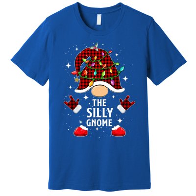 Silly Gnome Family Buffalo Plaid Christmas Light Pajama Gift Premium T-Shirt