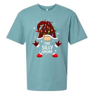 Silly Gnome Family Buffalo Plaid Christmas Light Pajama Gift Sueded Cloud Jersey T-Shirt