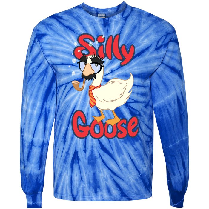 Silly Goose Funny Duck Cute Vintage Gift Tie-Dye Long Sleeve Shirt