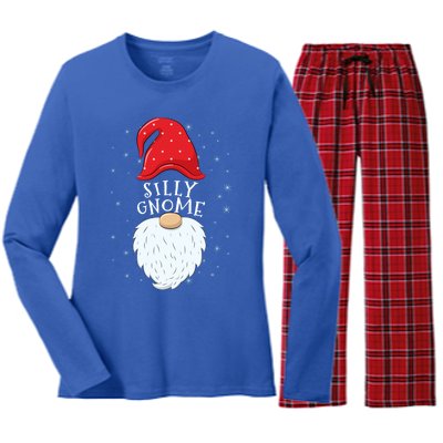 Silly Gnome Funny Matching Family Group Christmas Cute Gift Women's Long Sleeve Flannel Pajama Set 