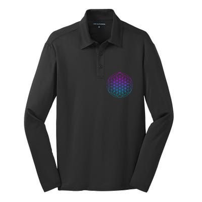 Sacred Geometry Flower Of Life Silk Touch Performance Long Sleeve Polo