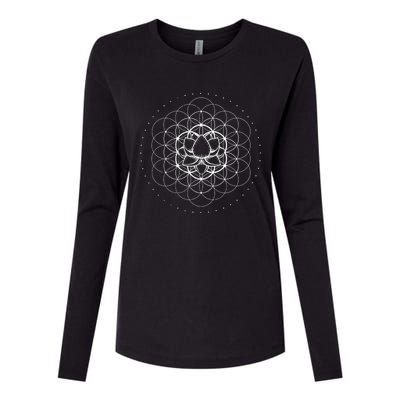 Sacred Geometry Flower Of Life Yoga Lotus Dmt Dala Chakra Gift Womens Cotton Relaxed Long Sleeve T-Shirt