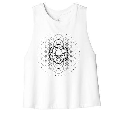 Sacred Geometry Flower Of Life Yoga Lotus Dmt Dala Chakra Gift Women's Racerback Cropped Tank