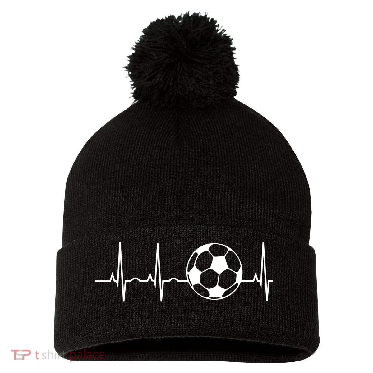 Soccer Gift For Teens Men And Women Gift Soccer Lover Gift Pom Pom 12in Knit Beanie
