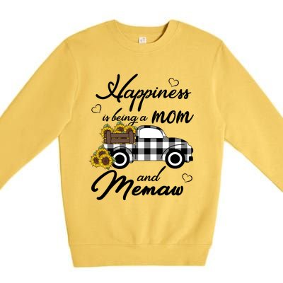 Sunflower Grandma Funny Gift Happiness Is Being A Mom And Memaw Gift Premium Crewneck Sweatshirt