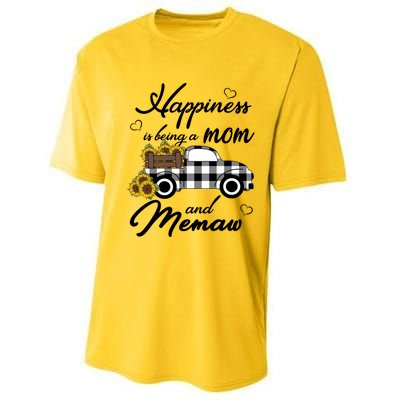 Sunflower Grandma Funny Gift Happiness Is Being A Mom And Memaw Gift Performance Sprint T-Shirt