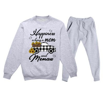 Sunflower Grandma Funny Gift Happiness Is Being A Mom And Memaw Gift Premium Crewneck Sweatsuit Set