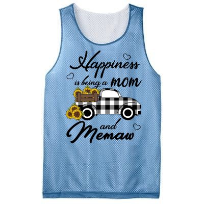 Sunflower Grandma Funny Gift Happiness Is Being A Mom And Memaw Gift Mesh Reversible Basketball Jersey Tank