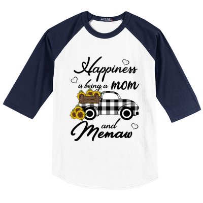 Sunflower Grandma Funny Gift Happiness Is Being A Mom And Memaw Gift Baseball Sleeve Shirt