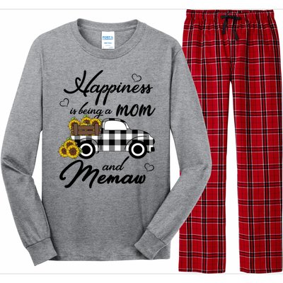 Sunflower Grandma Funny Gift Happiness Is Being A Mom And Memaw Gift Long Sleeve Pajama Set