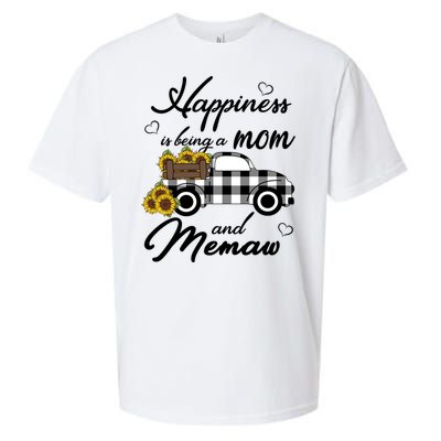 Sunflower Grandma Funny Gift Happiness Is Being A Mom And Memaw Gift Sueded Cloud Jersey T-Shirt