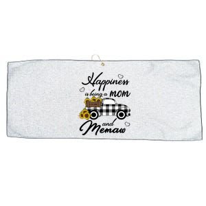 Sunflower Grandma Funny Gift Happiness Is Being A Mom And Memaw Gift Large Microfiber Waffle Golf Towel