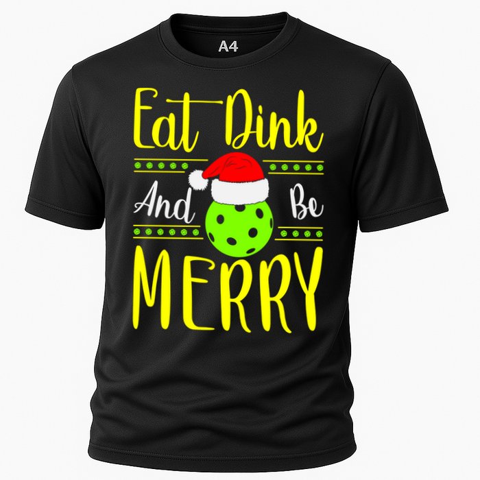 Santa Gift For Pickleball Plyer Eat Dink And Be Merry Cooling Performance Crew T-Shirt